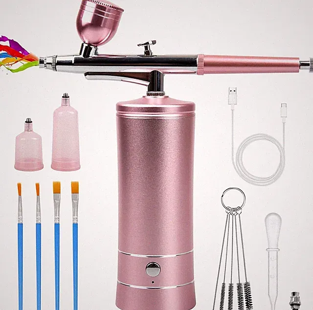 Airbrush-Kit Rechargeable Cordless Airbrush Compressor -Auto Handheld Airbrus...
