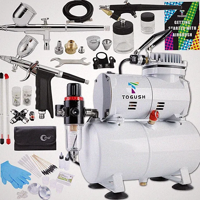 Airbrush Kit with Air Compressor Dual Action Airbrush Gravity and Siphon Feed...