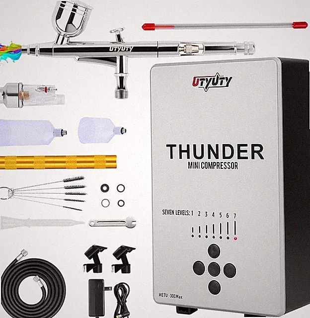 Airbrush Kit with Air Compressor,Portable 27PSI 7 Pressure Levels, 35Db Ultra-Qu