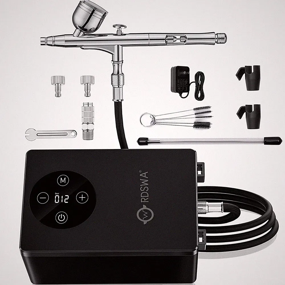 Airbrush Kit with Quiet Air Compressor,Portable 51psi Pressure,One-Button Eas...