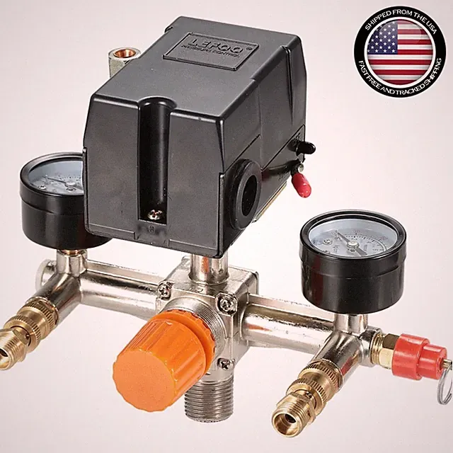 Heavy Duty Metal Air Compressor Pressure Switch, 90-120 PSI Adjustable Control