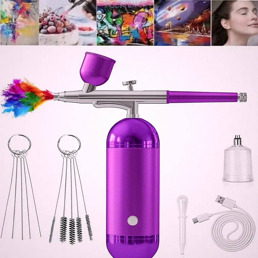 Portable Air Compressor Kit Airbrush Paint Spray Gun Nail Art Tattoo Airbrush US