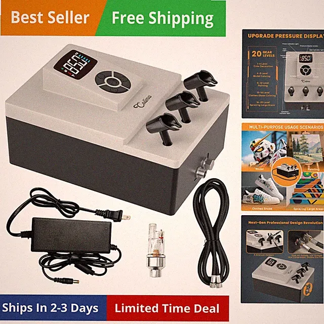Professional Airbrush Compressor – 85 PSI High-Performance, Ultra-Quiet, with...