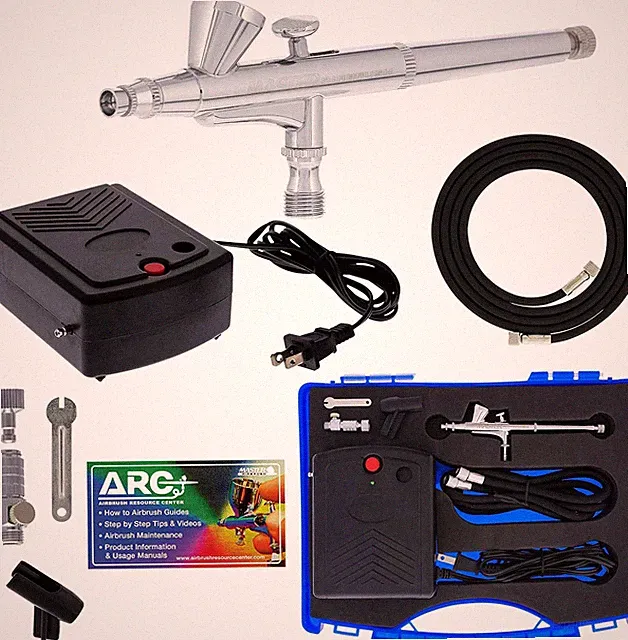 Versatile Airbrush Kit with Compressor, Hose, Case & How-To Guide
